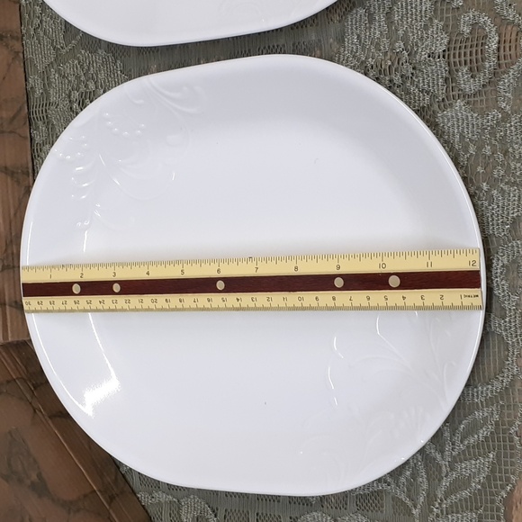 CORELLE VITRELLE " CHERISH " BOUTIQUE EMBOSSED OVAL 2 PC. PLATTER'S - Picture 7 of 7